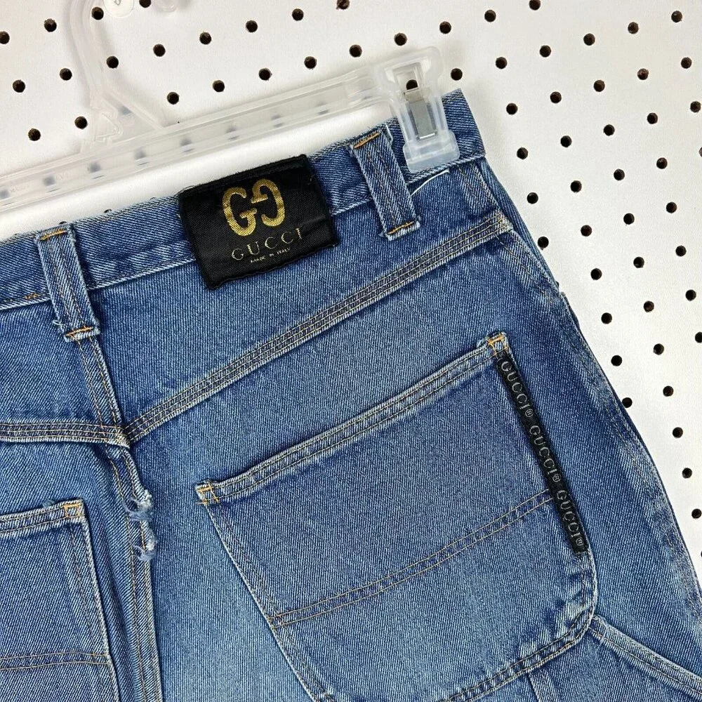 Baggy Jean Shorts Sz 34 Jorts Wide Leg‎ Skate Y2K Distressed Work Wear 90s Italy